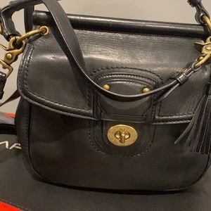 All leather Coach saddle bag - black